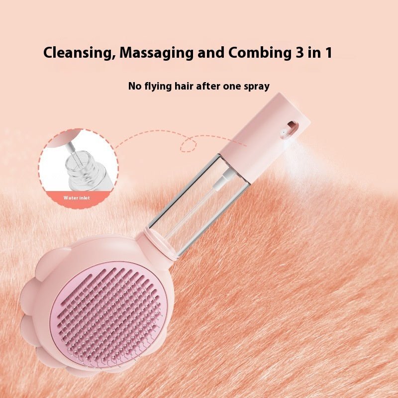 2 In 1 Selbstreinigender Hundebürste Kamm mit Spray Haustiere Pflege Haarentferner Kämme Bürste Schwimmendes Haar Haustier Pflegebürste Haustierprodukte - Zampycare.com