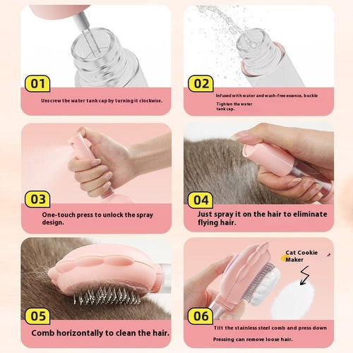 2 In 1 Selbstreinigender Hundebürste Kamm mit Spray Haustiere Pflege Haarentferner Kämme Bürste Schwimmendes Haar Haustier Pflegebürste Haustierprodukte - Zampycare.com