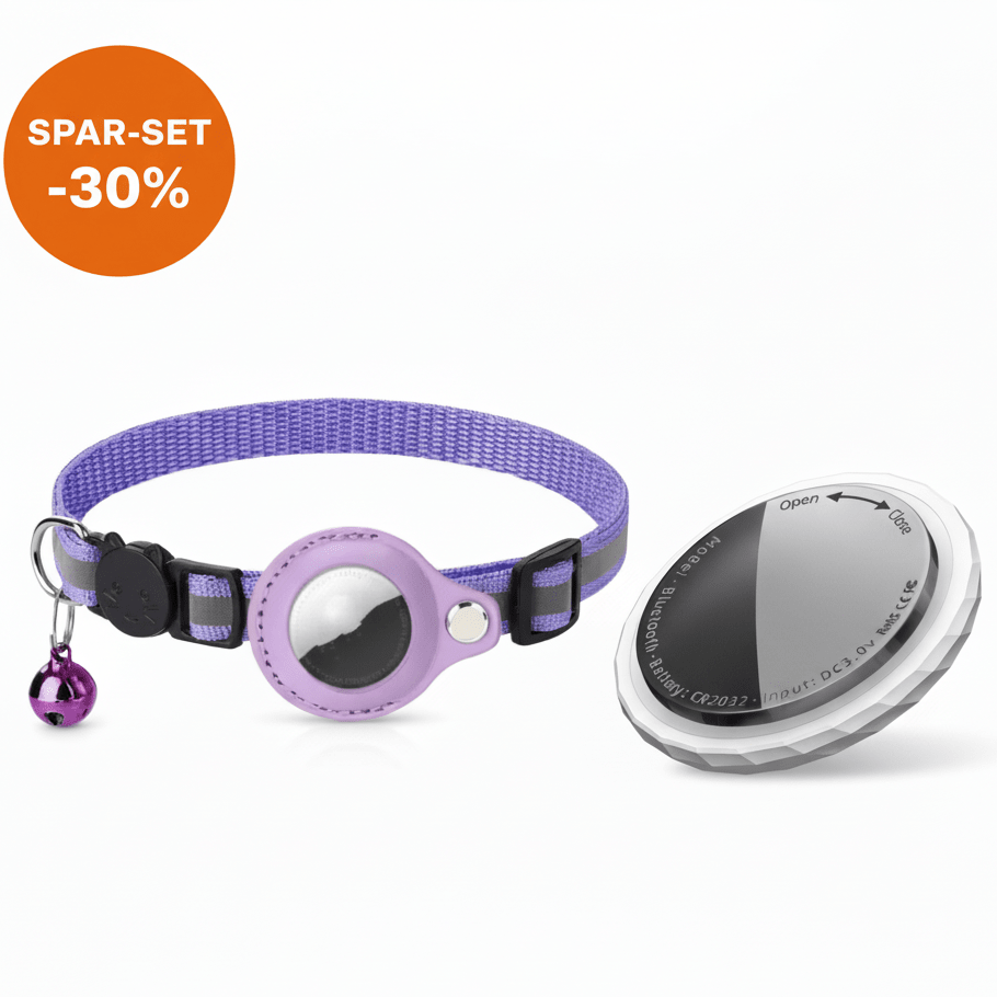 Smart - Cat Premium Set: Reflektierendes Halsband + AirTag Halterung - Zampycare.com